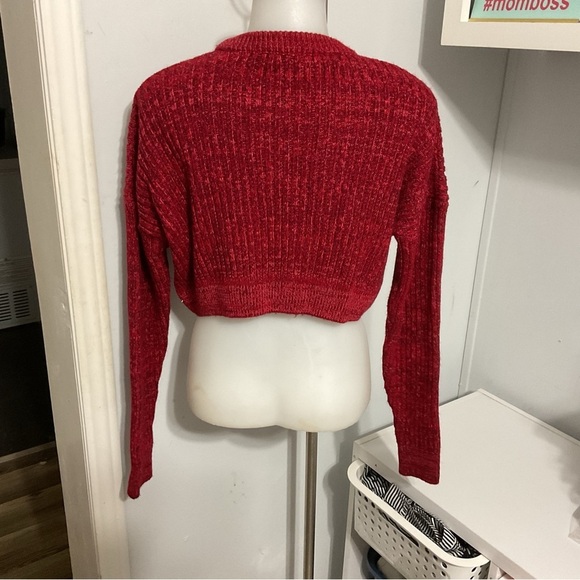 UO Red Knit Crop Sweater Size S - Picture 4 of 7